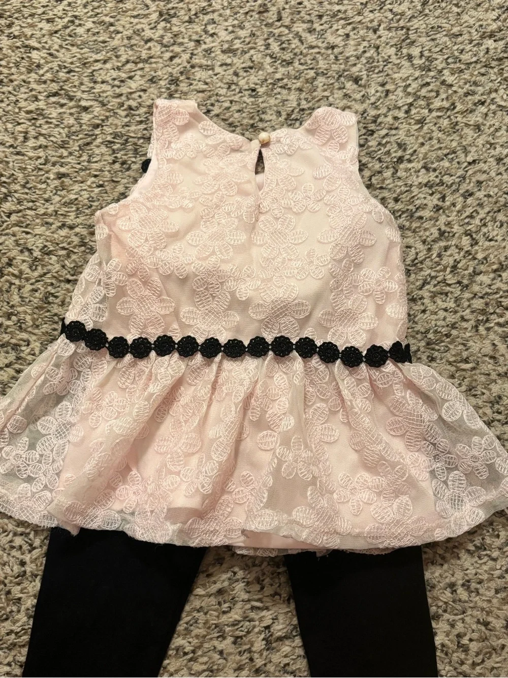 kate spade Pink Lace Top with Black Leggings Set